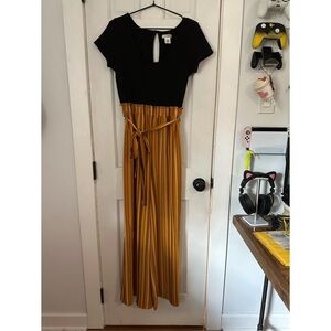 Black and Yellow Striped Women's Dress